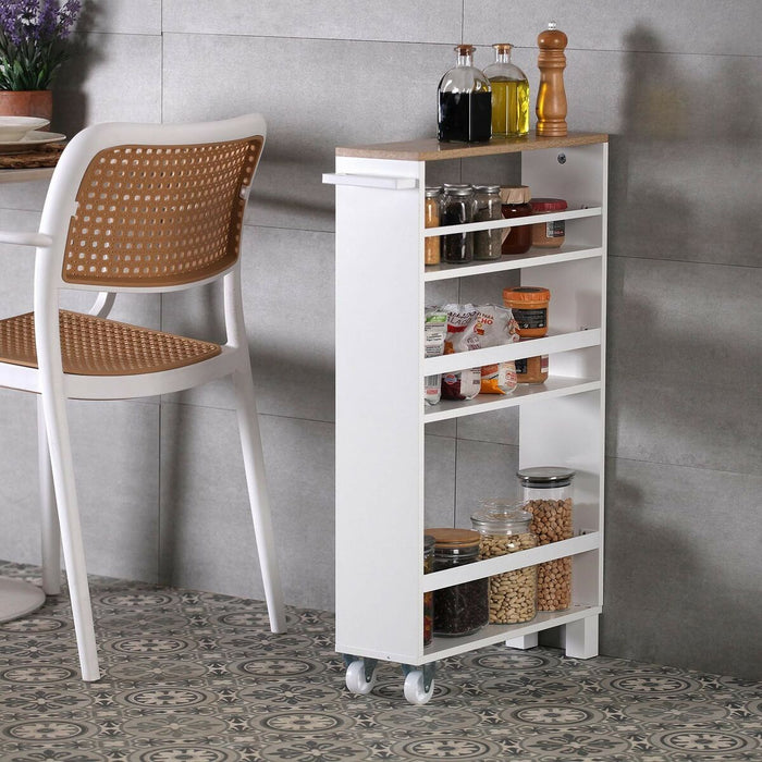 Coș de Bucătărie Versa Alb Metal Lemn MDF 15 x 79 x 50 cm