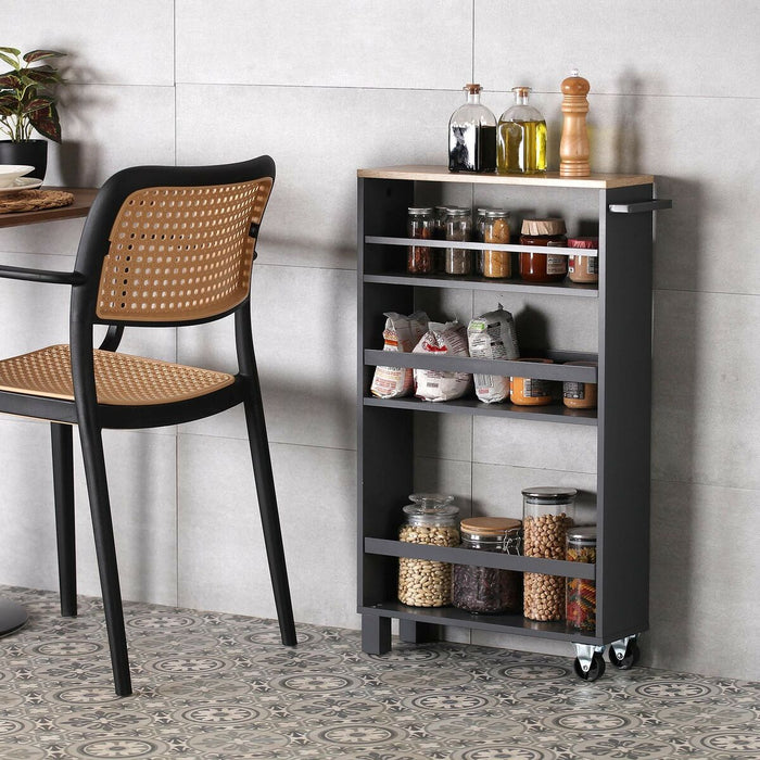 Coș de Bucătărie Versa Gri închis Metal Lemn MDF 15 x 79 x 50 cm