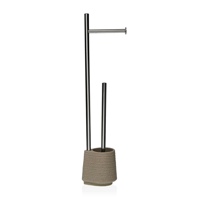 Suport pentru hârtie igienică cu suport pentru perie WC Versa Bej Rășină Oțel Chic 58 cm