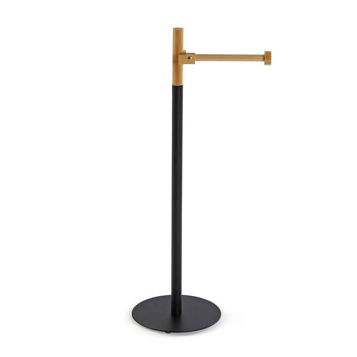 Suport pentru Role de Hârtie Igienică Versa River Negru Metal Bambus 16,8 x 54,5 x 16,8 cm