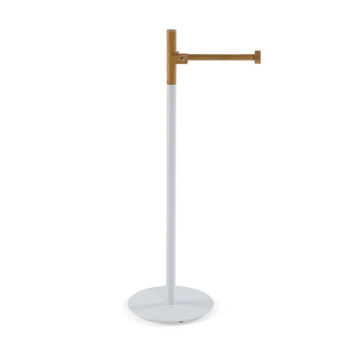 Suport pentru Role de Hârtie Igienică Versa River Alb Metal Bambus 16,8 x 54,5 x 16,8 cm
