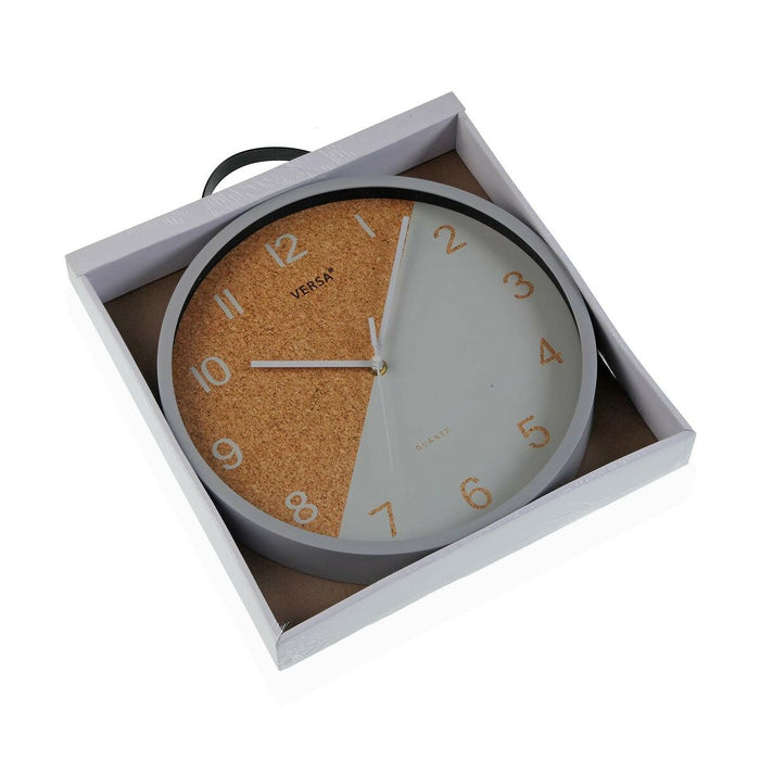 Ceas de Perete Versa Cork Gri Plastic 4,5 x 30 x 30 cm