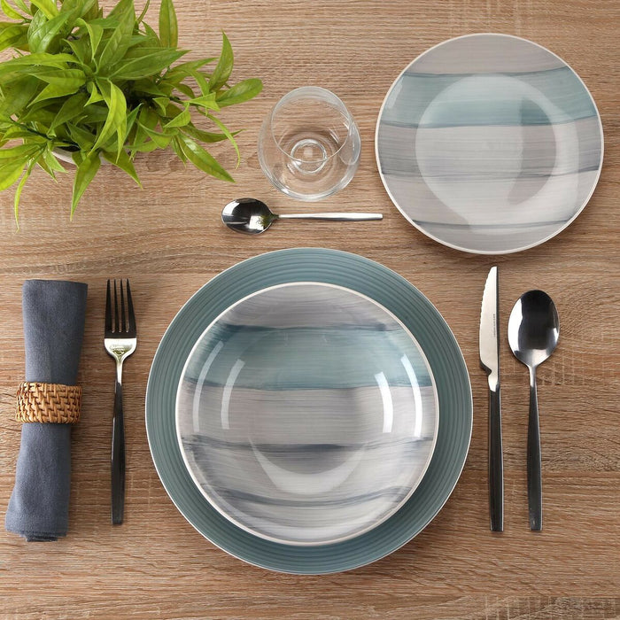 Set de Veselă Versa Leanne Albastru Gresie 26,5 x 26,5 cm 18 Piese
