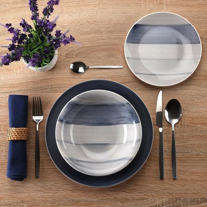 Set de Veselă Versa Leanne Albastru închis Gresie 26,5 x 26,5 cm 18 Piese