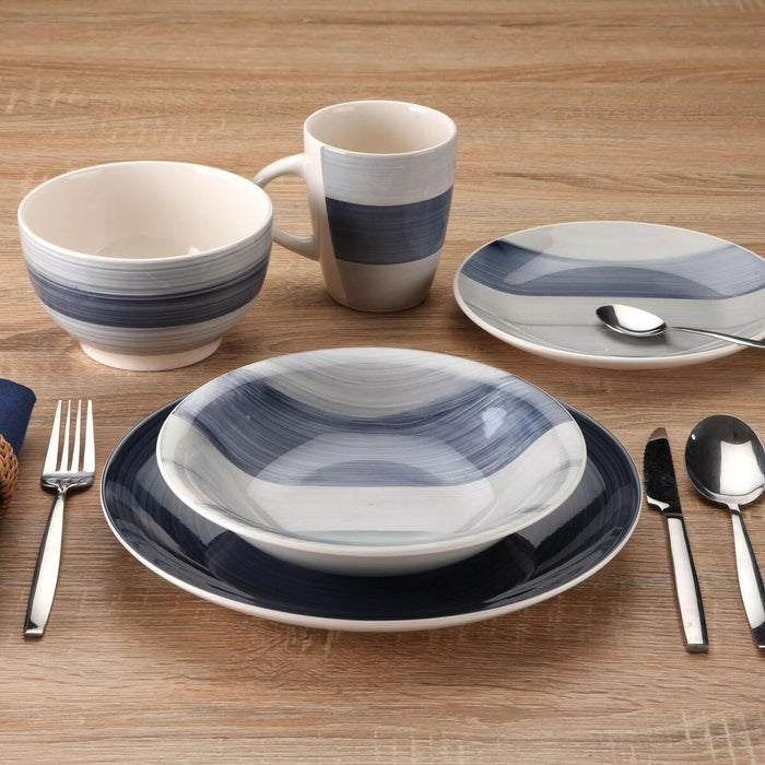 Set de Veselă Versa Leanne Albastru închis Gresie 26,5 x 26,5 cm 18 Piese