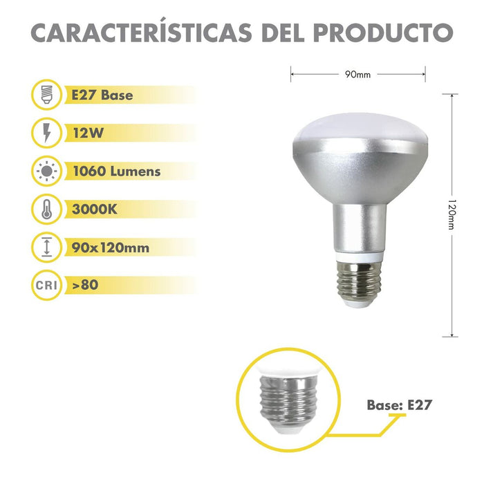 Bec LED Silver Electronics 999007 R90 E27 12W 3000K