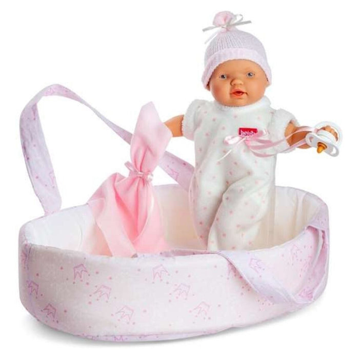 Păpușă Bebe Berjuan 351 Coș Roz 28 cm (28 cm)