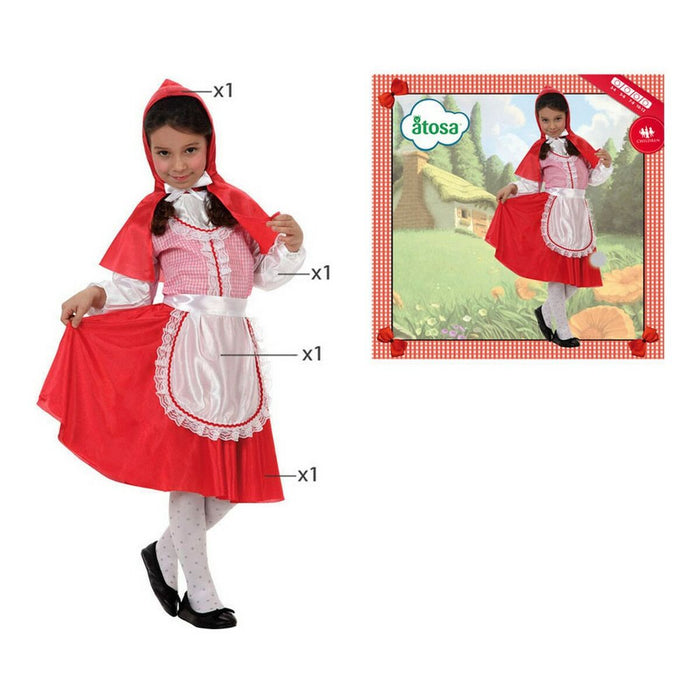 Costum Deghizare pentru Copii C3220 Roșu Scufiță Fantezie 5-6 Ani (4 Piese)