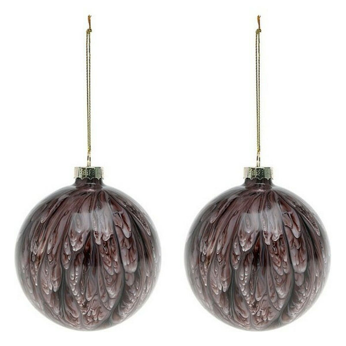 Globuri de Crăciun (2 pcs) 113572 Maro Roșu 8 cm (2 Unități)