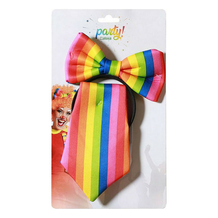 Cravată Multicolor Bandă Clovn 2 Piese Set