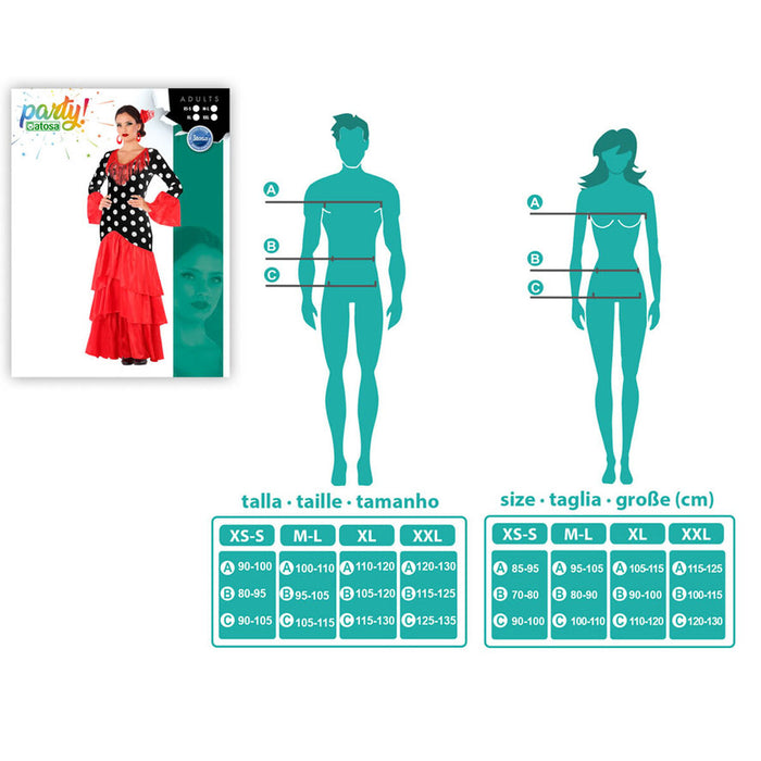 Costum Deghizare pentru Adulți Roșu Dansatoare de Flamenco XXL