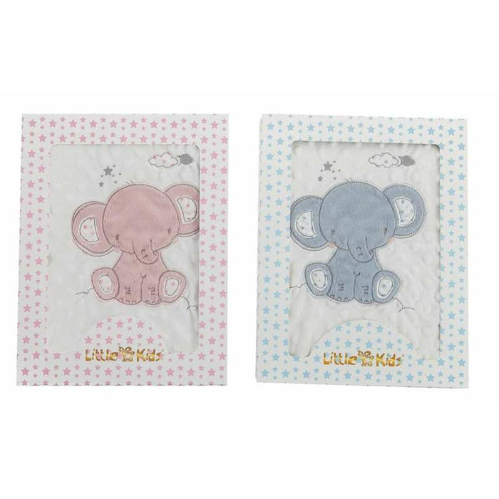 Pătură pentru Bebeluș Elefant Roz Broderie Cu două fețe 100 x 75 cm