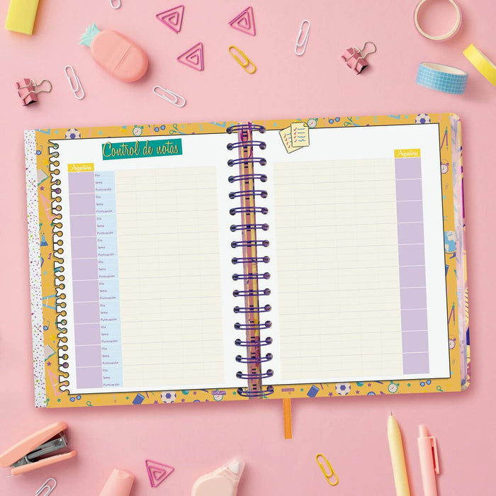 Agendă Finocam Talkual Vitamina Şcoală 2023-2024 Multicolor Sfert 15,5 x 21,7 cm
