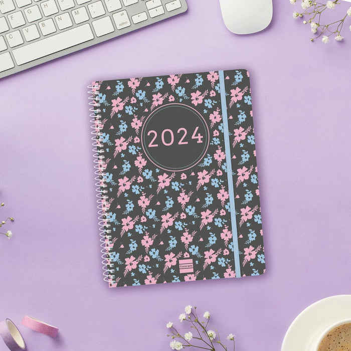 Agendă Finocam Ikon 2023-2024 Květiny 15,5 x 21,2 cm Multicolor