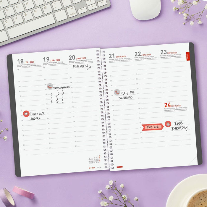 Agendă Finocam Ikon 2023-2024 Květiny 15,5 x 21,2 cm Multicolor