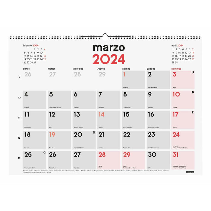 Calendar de perete Finocam Multicolor 2024 59 x 42 cm