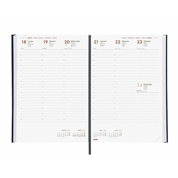 Agendă Finocam Dynamic Milano 2024 Negru 16,5 x 24 cm