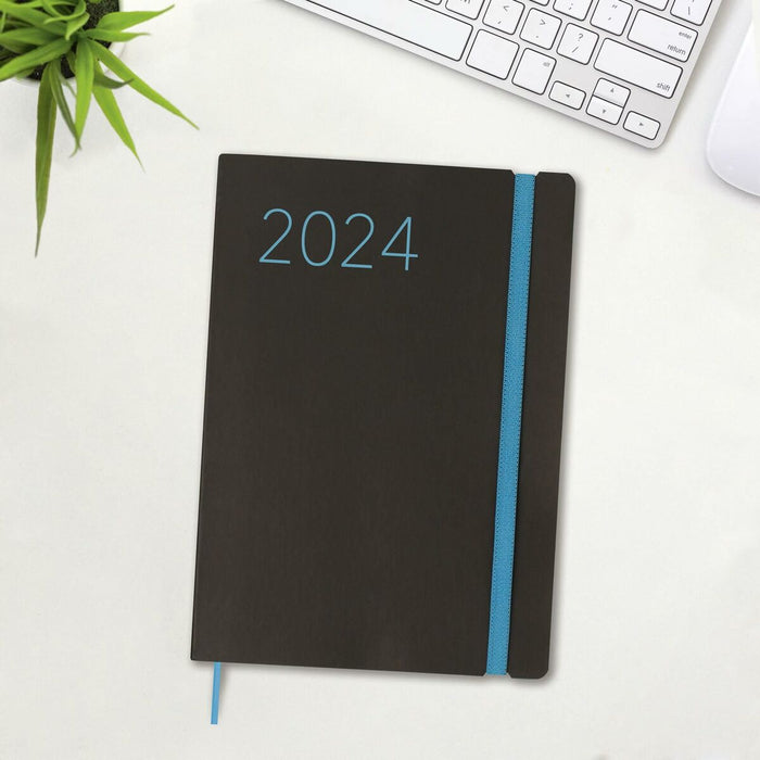 Agendă Finocam Flexi 2024 Negru A5 14,8 x 21 cm