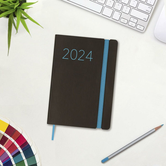 Agendă Finocam Flexi 2024 Negru 11,8 x 16,8 cm