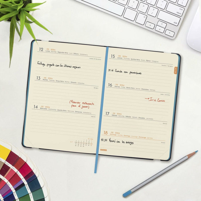 Agendă Finocam Flexi 2024 Negru 11,8 x 16,8 cm
