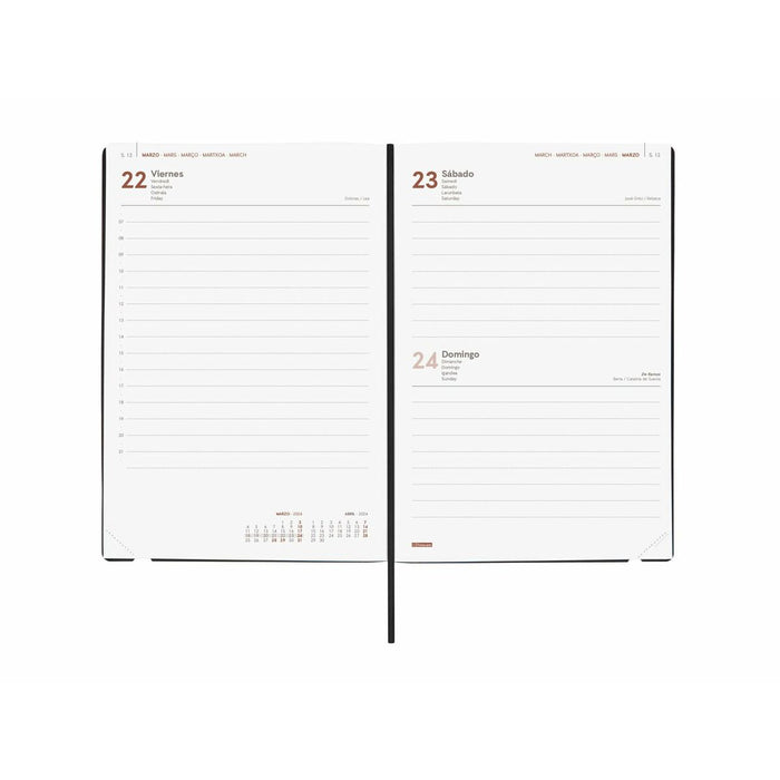 Agendă Finocam Dynamic Casual Trendy 2024 Negru Auriu* A5 14 x 20,4 cm