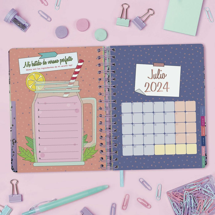 Agendă Finocam Talkual Shine 2024 Multicolor Sfert 15,5 x 21,7 cm