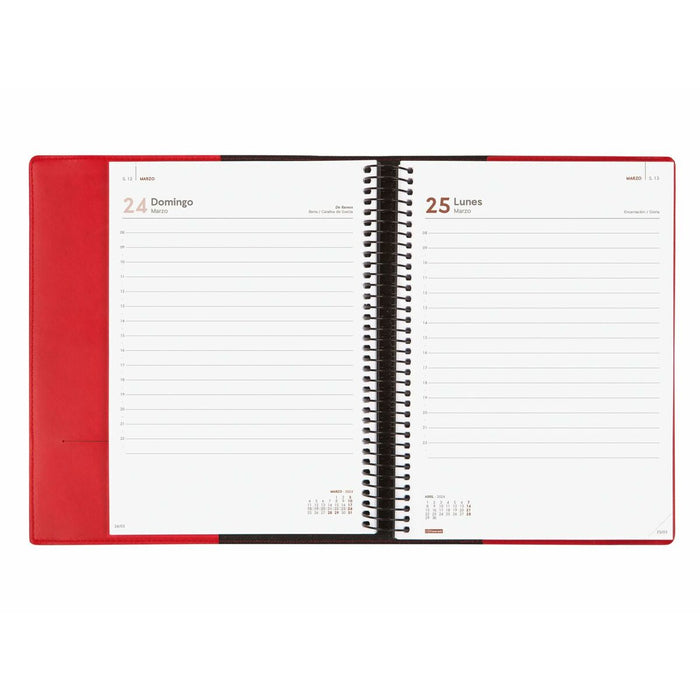 Agendă Finocam Duoband 2024 Roșu A5 15,5 x 21,2 cm