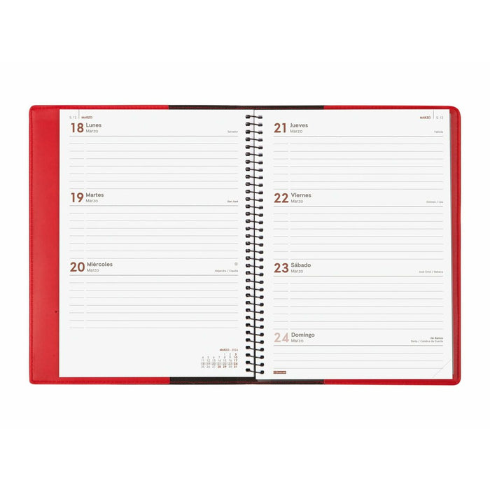 Agendă Finocam Duoband 2024 Roșu A5 15,5 x 21,2 cm