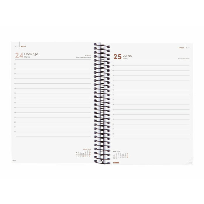 Agendă Finocam Opaque 2024 Negru A5 15,5 x 21,2 cm