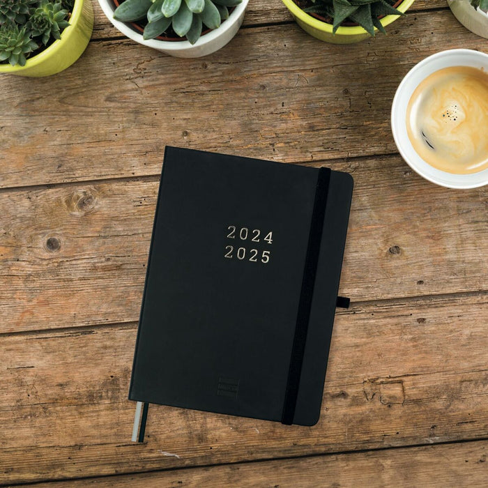 Agendă Finocam Minimal Negru A5 14 x 19 cm 2024-2025