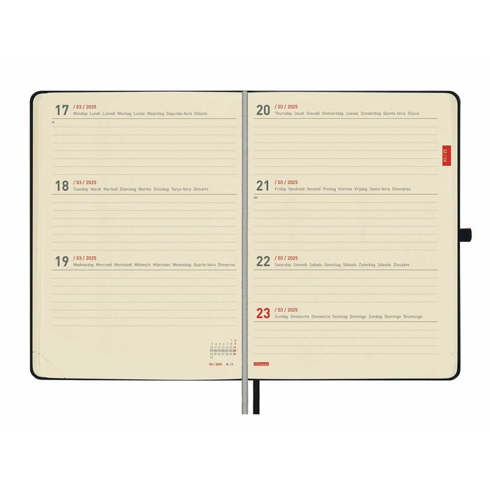 Agendă Finocam Minimal Negru A5 14 x 19 cm 2024-2025