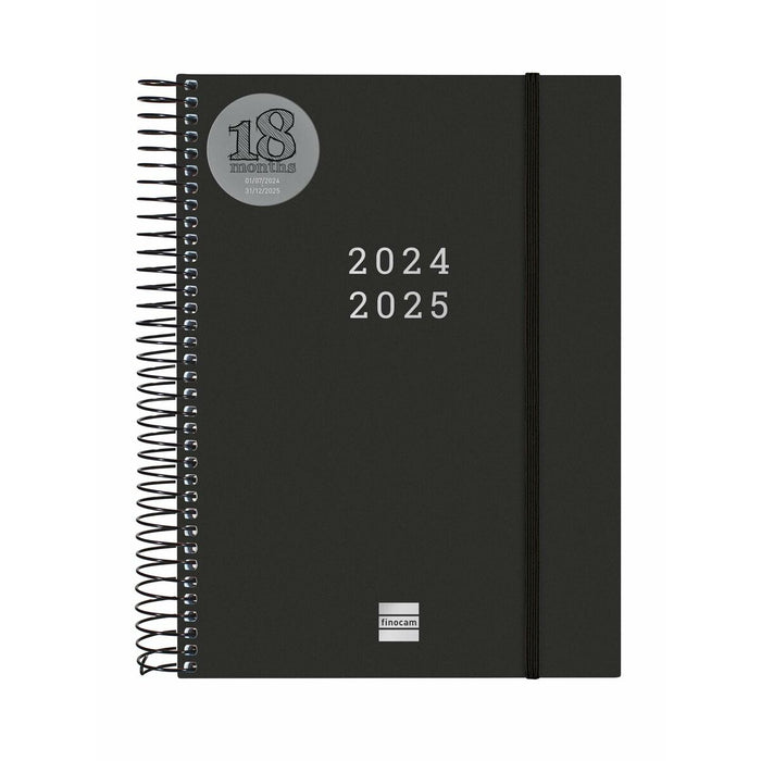 Agendă Finocam Negru A5 15,5 x 21,2 cm 2024-2025
