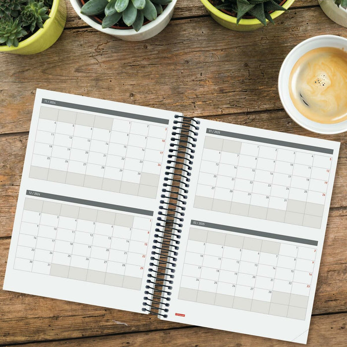 Agendă Finocam Negru A5 15,5 x 21,2 cm 2024-2025