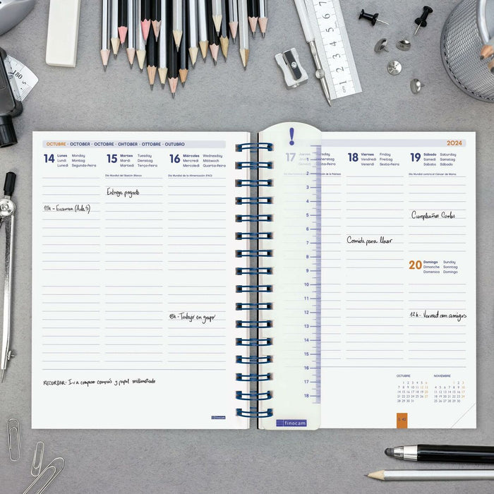 Agendă Finocam Albastru Sfert 15,5 x 21,5 cm 2024-2025