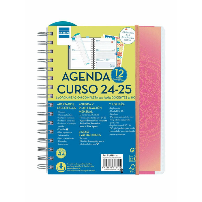 Agendă Finocam Mandala Multicolor Sfert 15,5 x 21,2 cm 2024-2025 Profesor