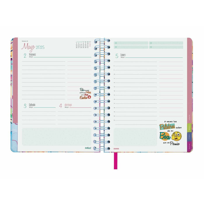 Agendă Finocam Talkual Style Multicolor Sfert 15,5 x 21,7 cm 2024-2025