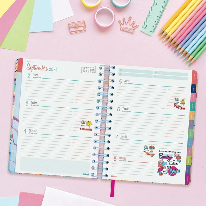 Agendă Finocam Talkual Style Multicolor A5 15,5 x 21,7 cm 2024-2025