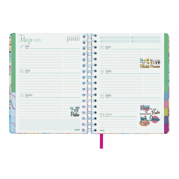 Agendă Finocam Talkual Style Multicolor A5 15,5 x 21,7 cm 2024-2025