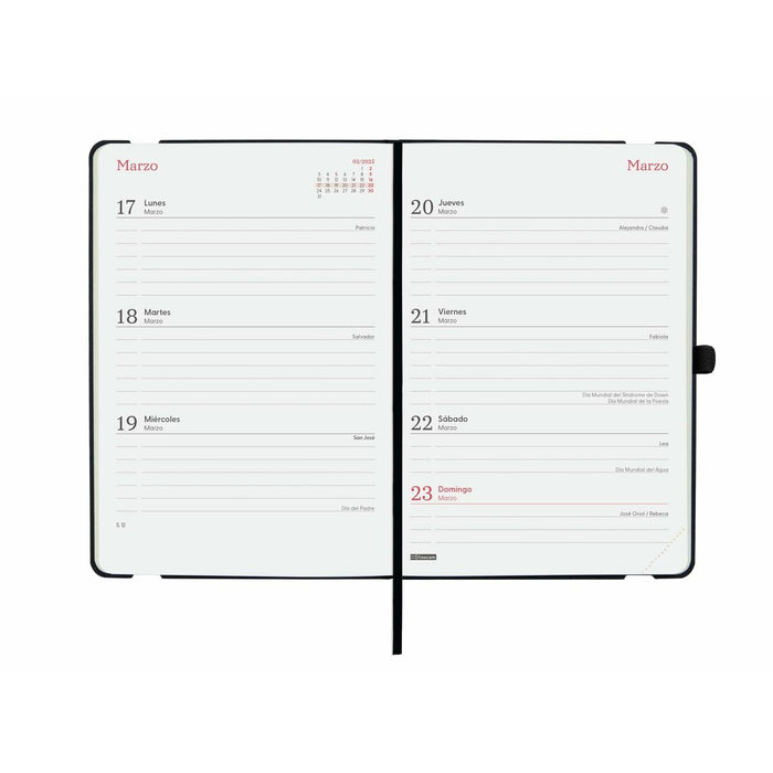 Agendă Finocam Capri Negru 11,8 x 16,8 cm 2024-2025