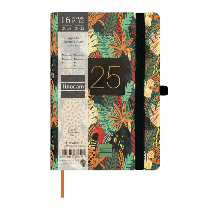 Agendă Finocam Capri Multicolor 11,8 x 16,8 cm Junglă 2024-2025
