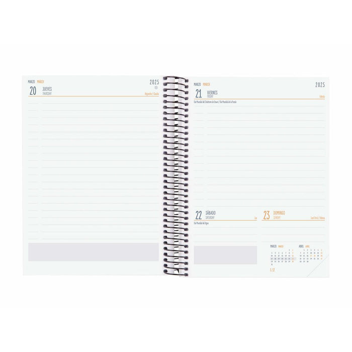 Agendă Finocam Negru Sfert 15,5 x 21,2 cm 2024-2025