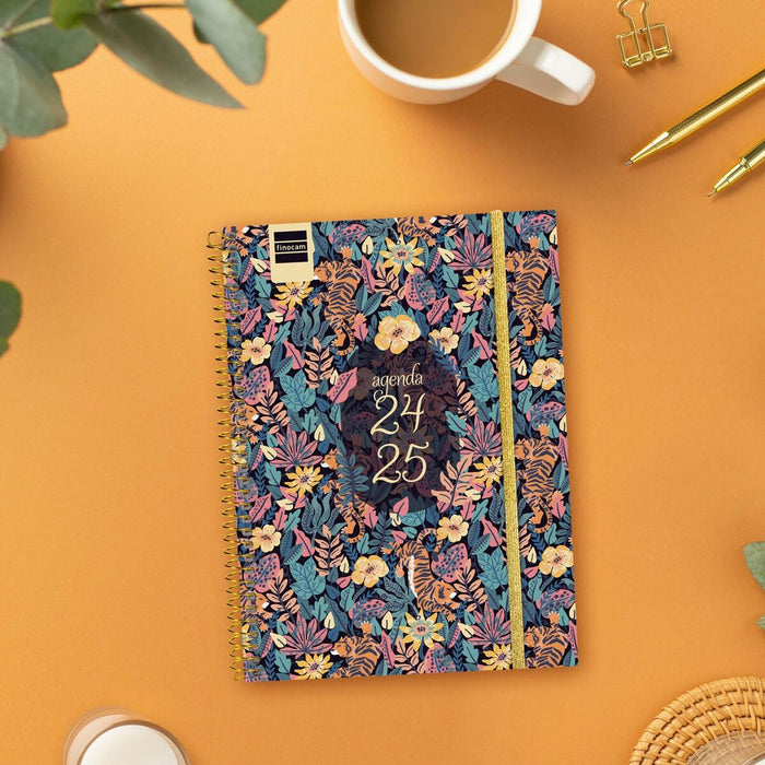 Agendă Finocam Tiger Multicolor Sfert 15,5 x 21,2 cm 2024-2025