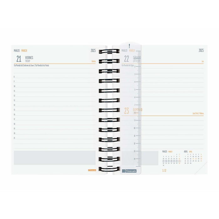 Agendă Finocam Negru 1/8 12 x 16,4 cm 2024-2025