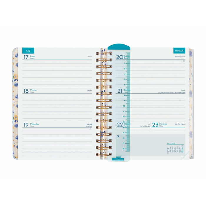 Agendă Finocam Flowers Multicolor Sfert 15,5 x 21,2 cm 2024-2025 Profesor