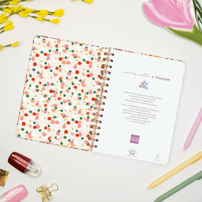 Agendă Finocam Moniquilla Garden Multicolor A5 15,5 x 21,2 cm 2024-2025