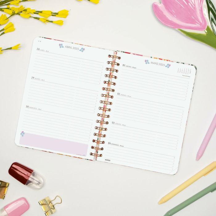 Agendă Finocam Moniquilla Garden Multicolor A5 15,5 x 21,2 cm 2024-2025