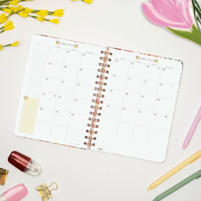 Agendă Finocam Moniquilla Garden Multicolor A5 15,5 x 21,2 cm 2024-2025