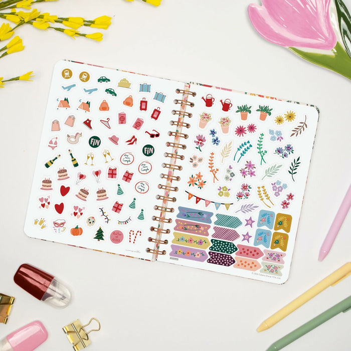 Agendă Finocam Moniquilla Garden Multicolor A5 15,5 x 21,2 cm 2024-2025