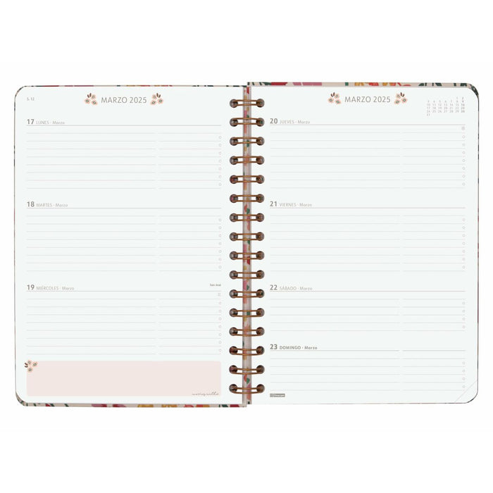 Agendă Finocam Moniquilla Garden Multicolor A5 15,5 x 21,2 cm 2024-2025