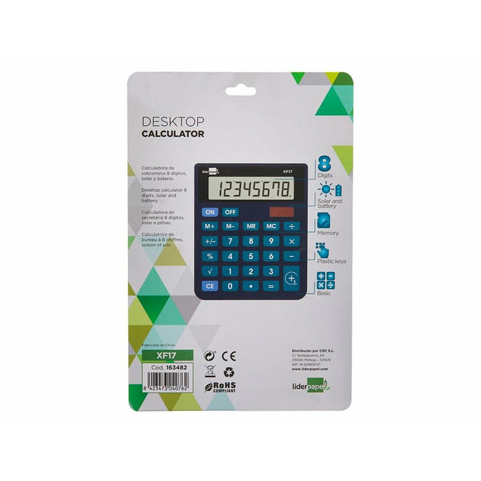 Calculator Liderpapel XF17 Albastru Plastic
